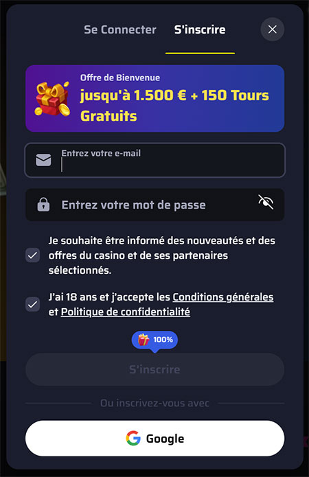 BDM Casino inscription